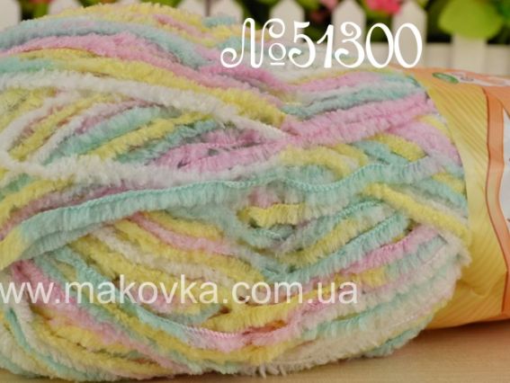 Baby Softy Alize МЕЛАНЖ пряжа 51300 белый, нежно-розовый, мятный, нежно-желтый