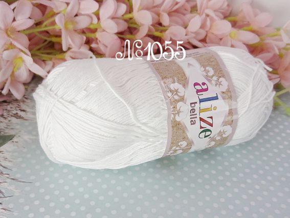 Bella Alize 100 грам однотонна пряжа 1055 білий теплий