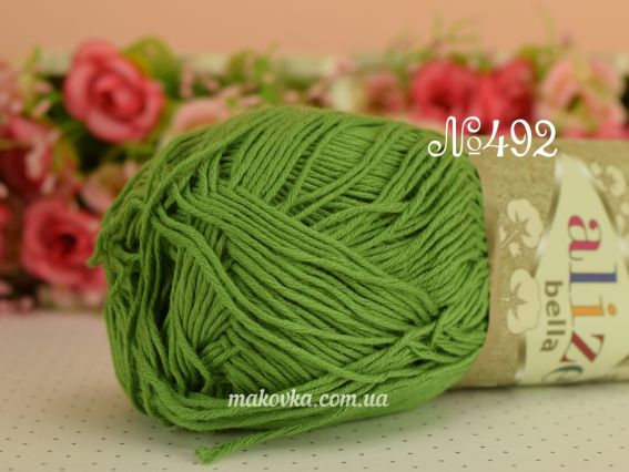 Bella Alize 100 грам однотонна пряжа 492 зеленый