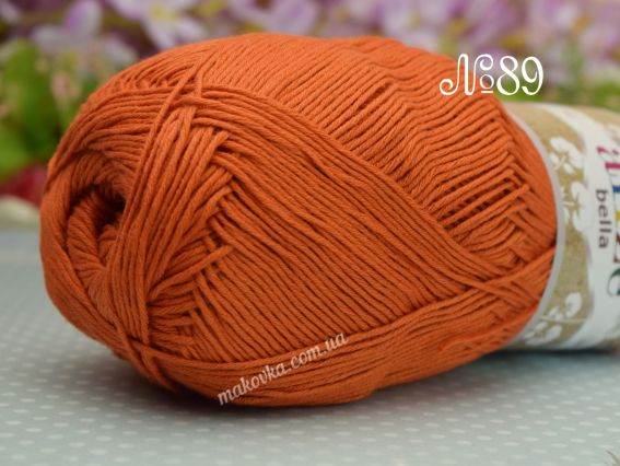 Bella Alize 100 грам однотонна пряжа 89 темний помаранч