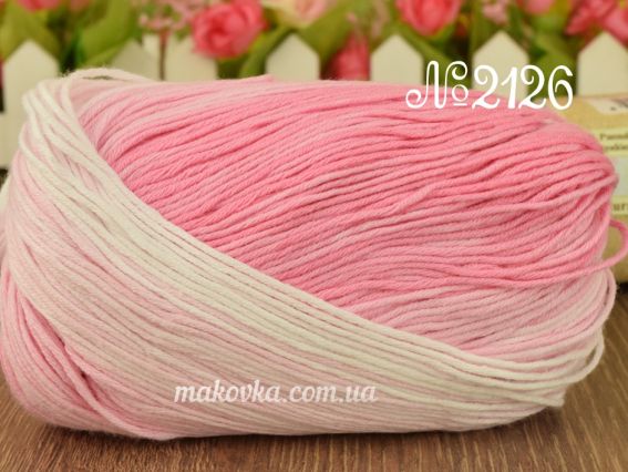 Bella batik Alize пряжа 2126 рожевий-білий
