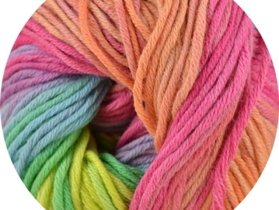 Bella batik Alize пряжа 4151 зеленый, салат., розовый, сирень, оранж