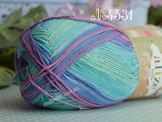 Bella batik Alize пряжа 4531 бірюза-бузок-рожевий