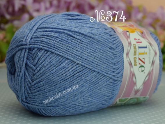 Cotton gold Alize пряжа 374 блакитний меланж
