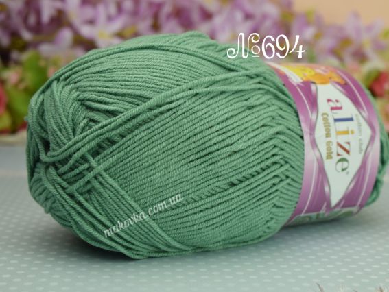 Cotton gold Alize пряжа 694 зелений світлий