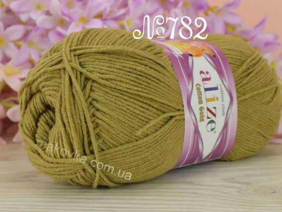 Cotton gold Alize пряжа 782 жовто-зелений хакі