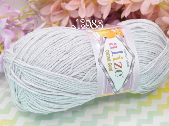 Cotton gold Alize пряжа 983 блідий пастельний блакитний із сірим підтоном