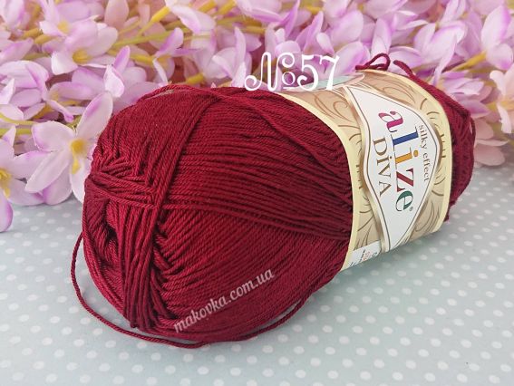 DIVA Alize пряжа 57 бордовий
