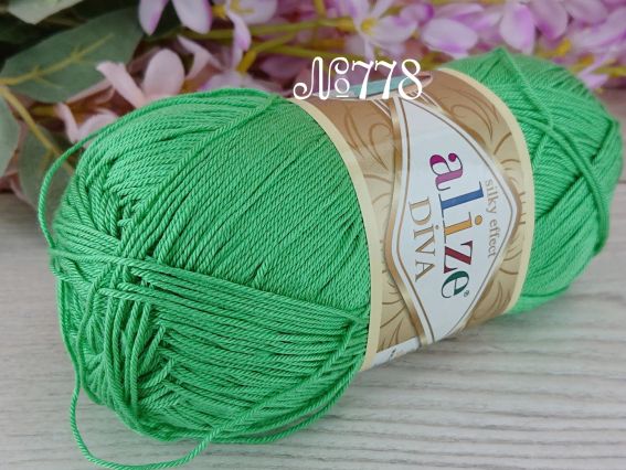 DIVA Alize пряжа 778 яскравий зелений