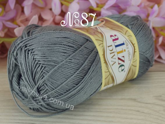 DIVA Alize пряжа 87 вугольно сірий