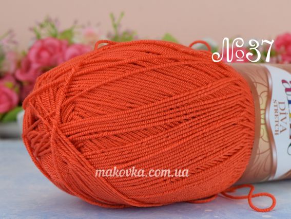 DIVA Stretch Alize пряжа 37 темный оранжевый