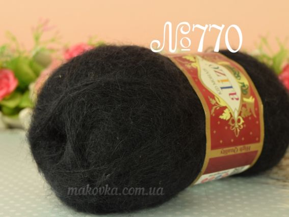 Kid Mohair Alize (кид мохер ализе) пряжа 770 чорний (новий)