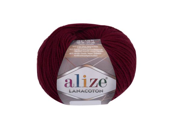 Lanacoton Alize пряжа 390 вишневый