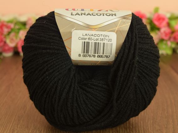 Lanacoton Alize пряжа 60 черный