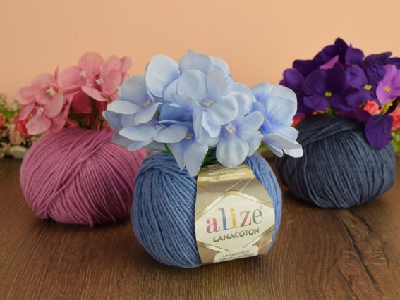 Пряжа Alize Lanacoton Ализе Ланакотон шерсть с хлопком