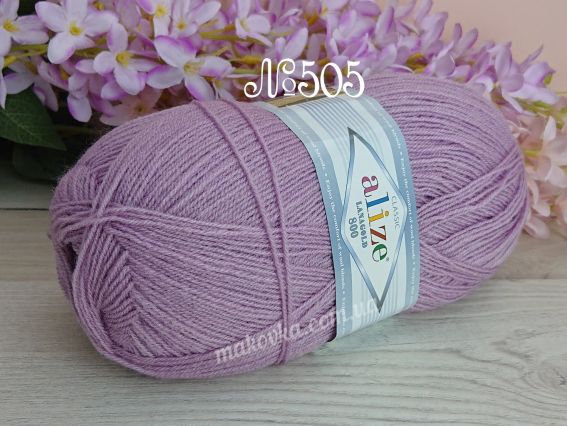 Lanagold 800 Alize пряжа 505 попилово-бузковий