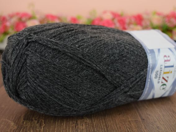Lanagold 800 Alize пряжа 521 темно-сірий меланж