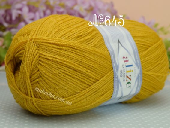 Lanagold 800 Alize пряжа 645 гірчічний