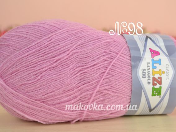 Lanagold 800 Alize пряжа 98 рожевий