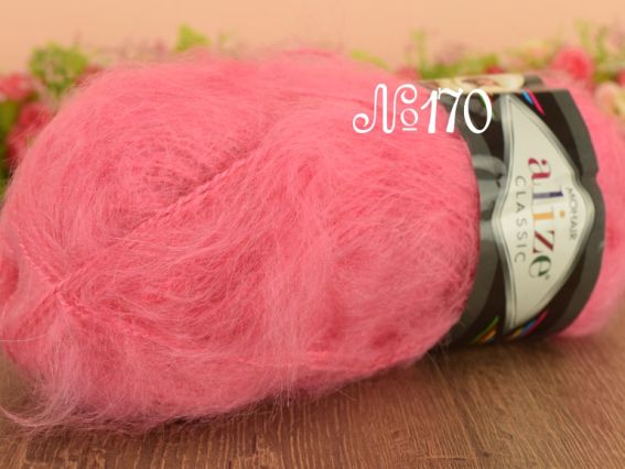 Mohair Classic ALIZE мохер Класік Алізе пряжа 170 темно-розовый
