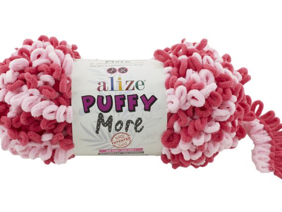 PUFFY MORE Alize пряжа 6274 рожевий + малина