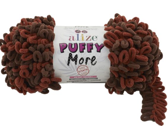 PUFFY MORE Alize пряжа 6290 шоколад + тем.терракот