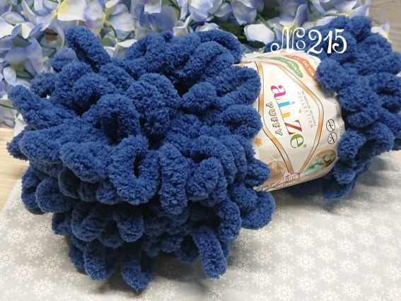 Puffy Alize пряжа 215 синій пастельний