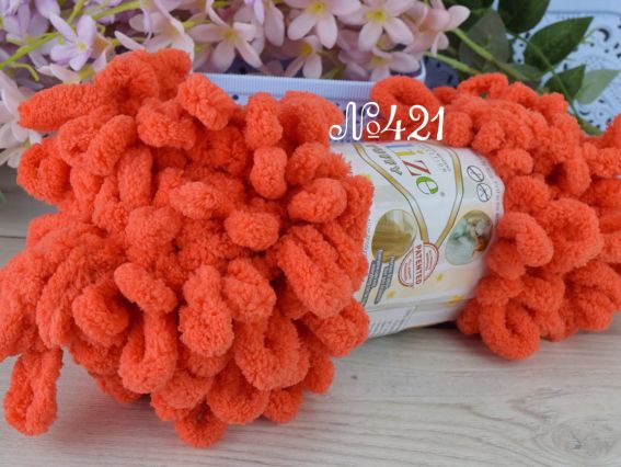Puffy Alize пряжа 421 оранжево-кораловий