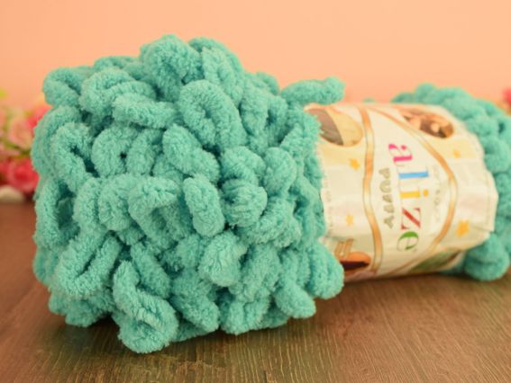 Puffy Alize пряжа 490 темний м-ятний