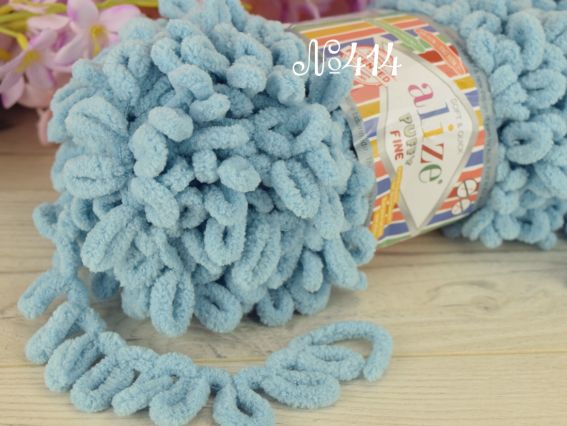 PUFFY Fine Alize пряжа 414 м'ятно-блакитний