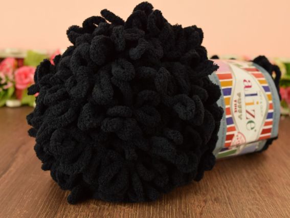 PUFFY Fine Alize пряжа 60 чорний