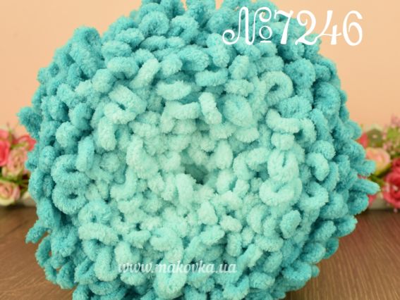 Puffy Fine OMBRE batik Alize пряжа 7246 мятный