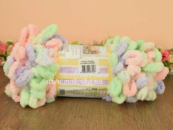 5938 тендітний салатово-бузково-персиковий