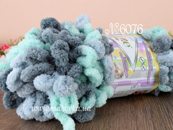 PUFFY color Alize пряжа 6076 серо-мятный