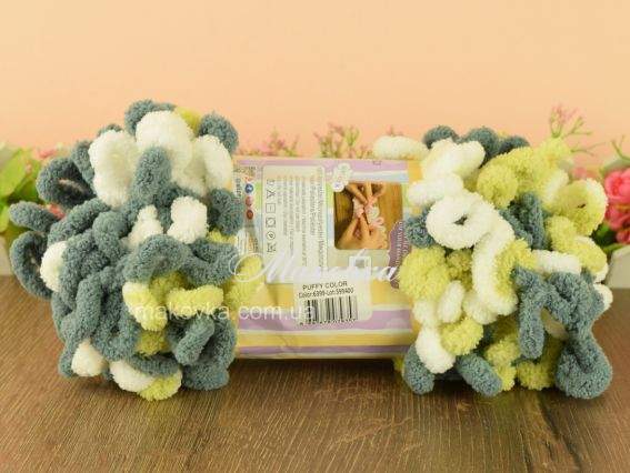 6399 салат-сірий-білий