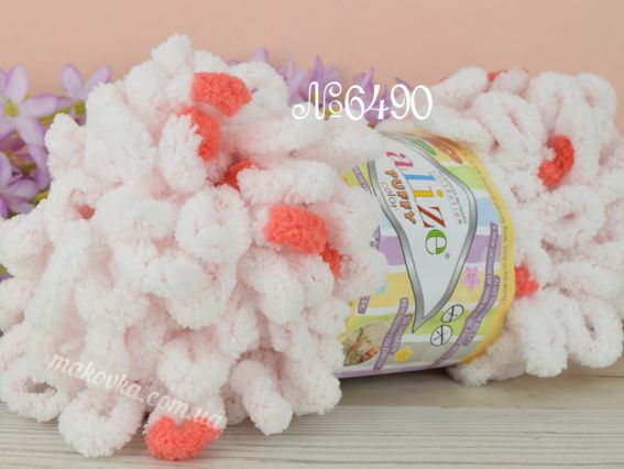 6490 білий з корал. цятками