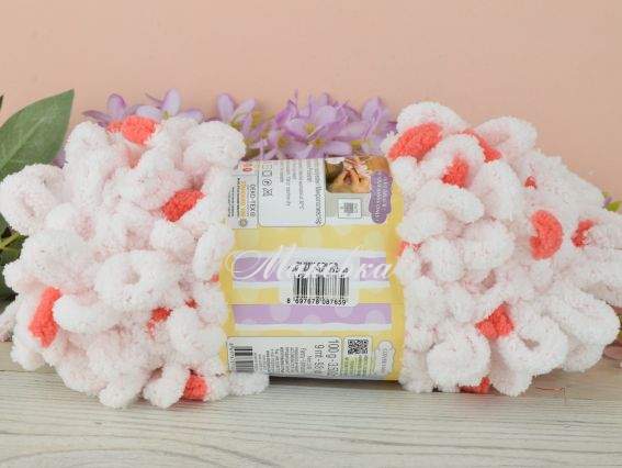 6490 білий з корал. цятками