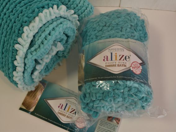 Пряжа для вязания руками Alize Puffy Fine OMBRE batik (Пафи файн омбре батик Ализ)