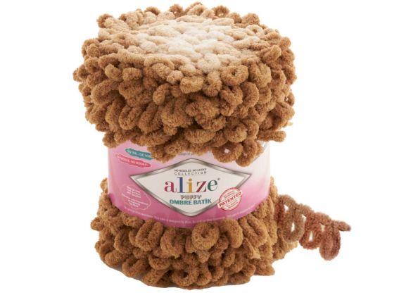 Puffy OMBRE batik Alize пряжа 7419 коричневый