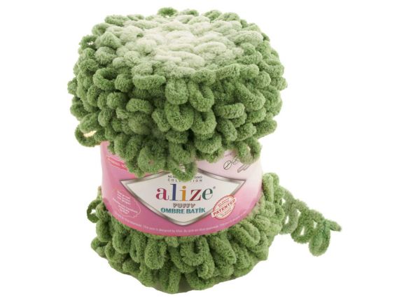 Puffy OMBRE batik Alize пряжа 7423 зеленый