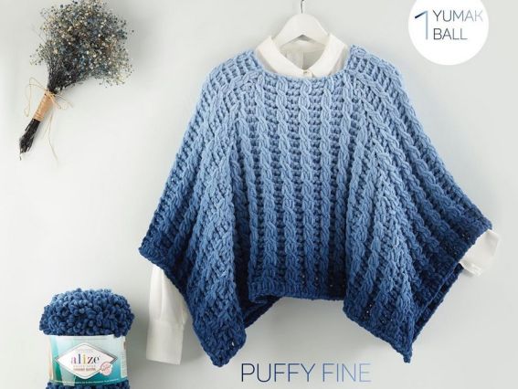 Пряжа для вязания руками Alize Puffy Fine OMBRE batik (Пафи файн омбре батик Ализ)