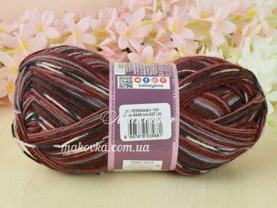 4448 бордо-коричневий-сірий-молочний