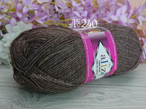 Superwash Comfort socks Alize шкарпеткова пряжа 240 коричневий меланж