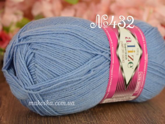 Superwash Comfort socks Alize шкарпеткова пряжа 432 блакитний ЗНЯТ