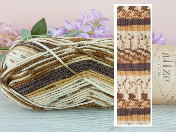 WOOLTIME Alize пряжа 11023 мол-коричневий-темн.коричневий