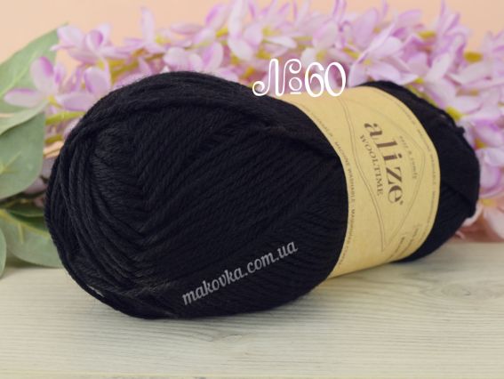 WOOLTIME Alize пряжа 60 чорний
