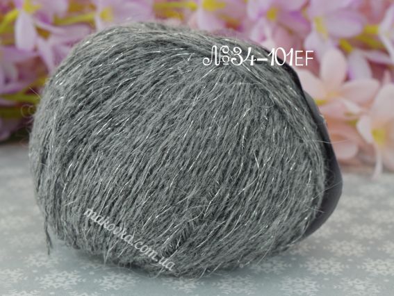 Angora Premium Avanti пряжа з пухом кролика та люрексом 37-101 EF сірий