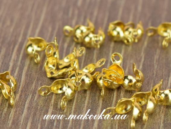 Каллоты для маскировки узелков из латуни, ЗОЛОТОЙ цвет, материал  латунь, 2 гр/уп
