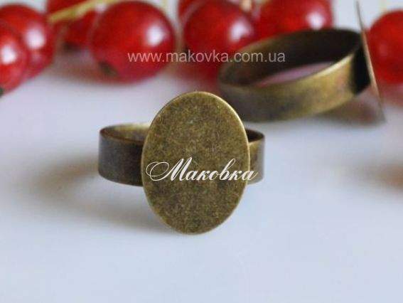 Кольцо № 22 с овальной пластиной 12х16 мм, античная бронза Кольцо № 22 с овальной пластиной 12х16 мм, античная бронза