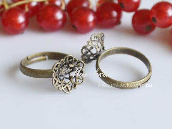 Кольцо № 24 Ажурный цветок 12,5 мм, античная бронза Кольцо № 24 Ажурный цветок 12,5 мм, античная бронза